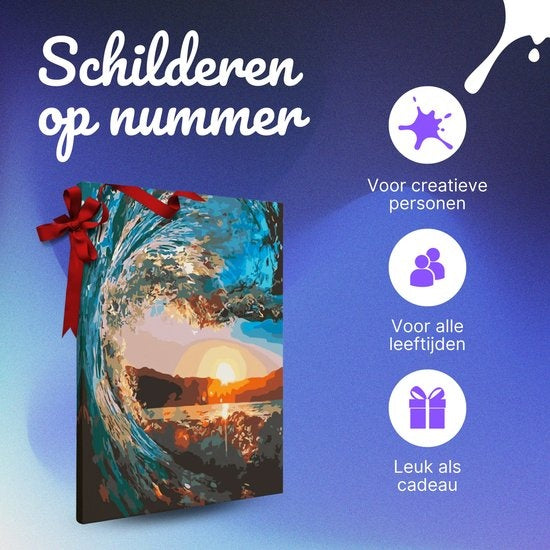 Rubye® Malen nach Zahlen Erwachsene - Schöne Welle - Inklusive Pinsel - Leinwand Malen nach Zahlen - Farben nach Zahlen - 40x50cm