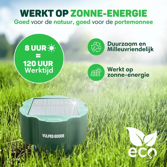 Vulpes Goods® Repellent - Maulwurfsabwehr - 4 Stück - Mausabwehr - Maulwurfskontrolle - Solarbetrieben - Wasserdicht - Tierfreundlich - PRO V2