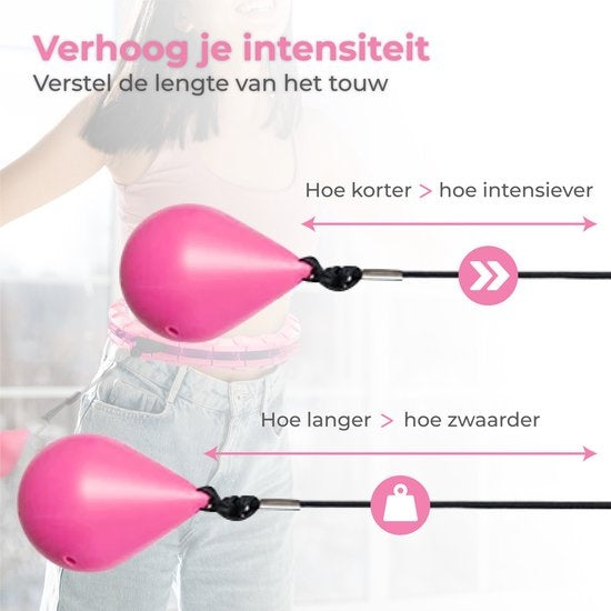 Nuvance verstellbarer Hula-Hoop-Reifen mit Gewicht - 24 + 5 Glieder - Inkl. eBook - Für Erwachsene und Kinder - Pink