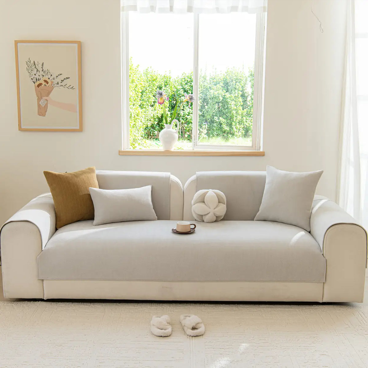 Ochama-Bezug für Armlehne – rutschfest – beige – 70 × 90 cm
