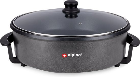 alpina Elektro-Kasserolle mit Deckel - Party-Pfanne 42cm - Antihaft und Thermostat - 1500W
