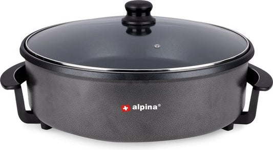 alpina Elektro-Kasserolle mit Deckel - Party-Pfanne 42cm - Antihaft und Thermostat - 1500W