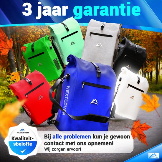 Nextcover 3in1 Fahrradtasche Single für Gepäckträger [PVC frei] | Wasserdichte Fahrradtasche, Rucksack und Umhängetasche 25L | Ideal für Laptop und Wocheneinkauf | Fahrradtasche Single | Fahrradtaschen