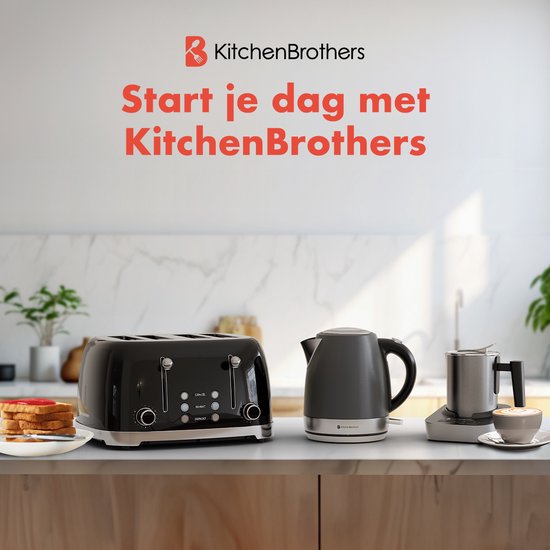 KitchenBrothers Wasserkocher - Elektrisch - 1 Liter - Kleine Campinggröße - Reise-Wasserkocher mit Kalkfilter - Titanium Grau/RVS