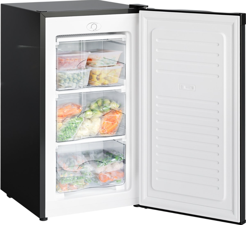 KitchenBrothers Gefrierschrank - 64L - Kompakte Tischplatte - 3 Gefrierschubladen - Gefrierschrank - Freistehend - Schwarz