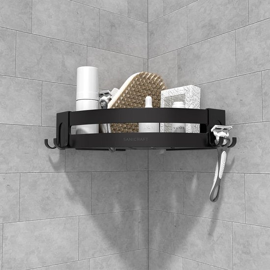 Sanicraft® - Duschregal - Duschregal ohne Bohren - Geeignet für jede Art von Wand - Duschregal hängend - Duschregal schwarz - Duschregal - Edelstahl - 2 Stück