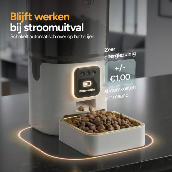 Viervoeter Feed Pro – Automatischer Futterspender 6 l – für Katzen und Hunde – Futterspender mit App – Weiß