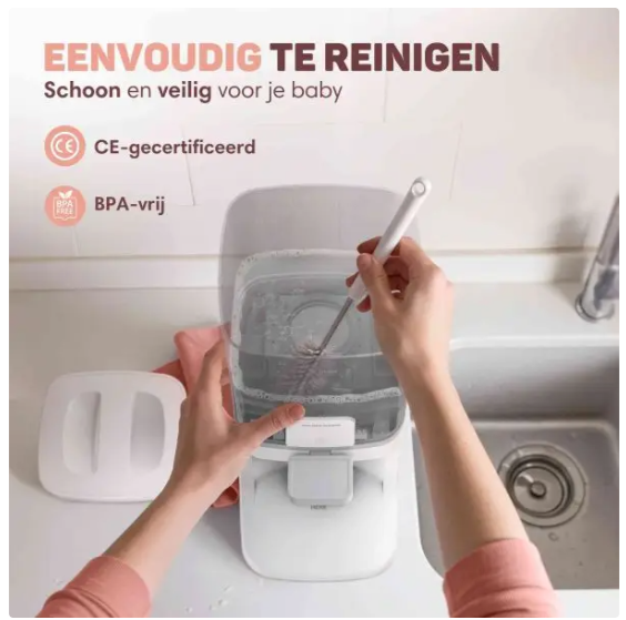 Vulpes Goods® Baby-Wasserspender Pro - 1,6 Liter - Mit 3 Temperatureinstellungen und LED-Anzeige - Einhandbedienung - Für Flaschennahrung und Tee - Weiß/Hellgrau