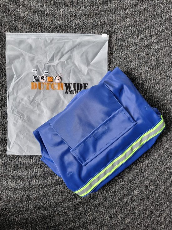 Dutchwide - Hundemantel - Regenmantel Hund - Blau - Größe M