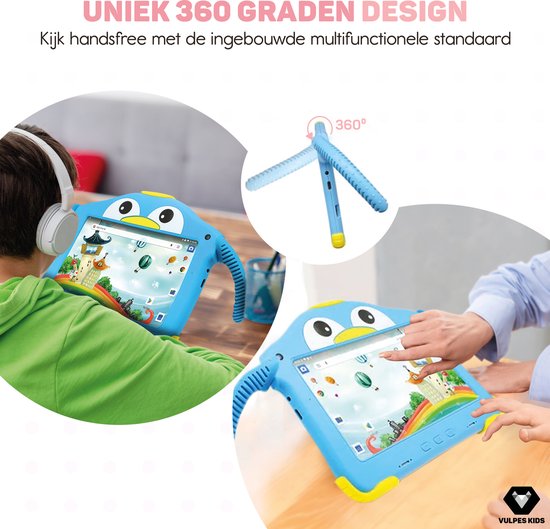 Vulpes Goods® Kids - Kinder Tablet - Tablet Kids - Parent Control App - 100% kindersicher - 3500 mAh - Android 10 Go - Inkl. integrierter Schutzhülle, Bildschirmschutz & Augenschutz - 32 GB - Mit Touchscreen-Stift- PRO Version