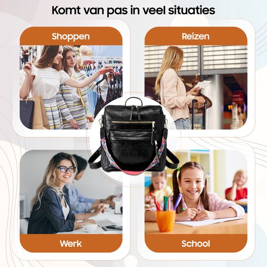 Glennoo Rucksack - Rucksack Damen - Wasserdicht - Klein - Anti-Diebstahl-Fach - Rücken, Schulter, Handtasche in einem - weiches PU-Leder