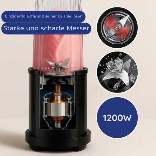 Safecourt Kitchen - Smoothie Mixer - Mixer 1200W - Smoothie Maker - Inklusive To-Go Becher - Schwarz