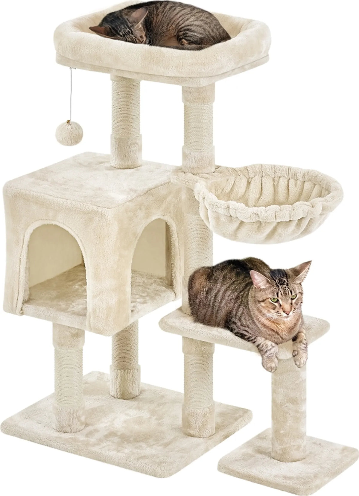 Yaheetech Kratzbaum mit Höhle und Liegefläche – 96 cm hoch – 80,5 x 39,5 cm – Beige