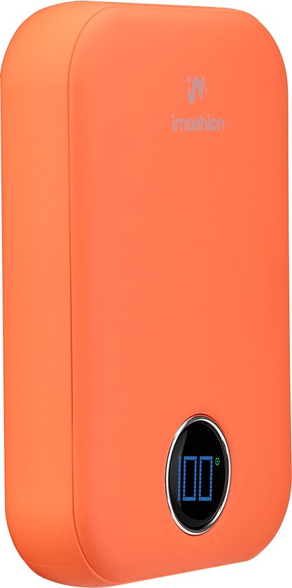 imoshion Powerbank 10000 mAh - Geeignet für MagSafe - Schnellladegerät 22,5W - LED-Anzeige - USB C & USB A - Drahtlose Powerbank Geeignet für Apple iPhone 12/13/14/15/16 - Orange