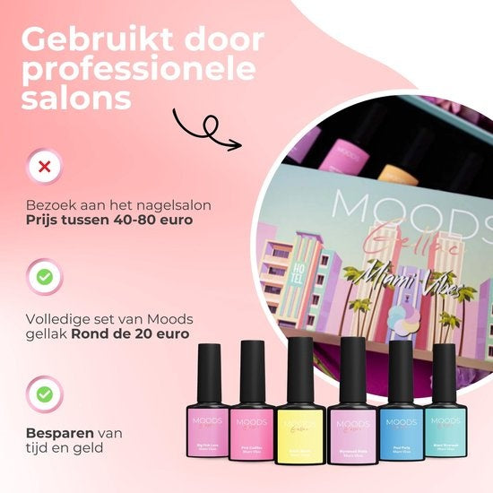 Moods Gellac 6-teiliges Set - Gel-Nagellack - 8ML - Miami Vibes Edition - Gellac - Nägel - Gel Polish Starter Pack - Pastellfarben