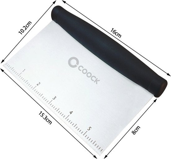 COOCK - Ergonomischer Teigschneider aus Edelstahl - Teigschaber - Pizzamesser - Gemüseschneider - Kuchen- und Tortenschaber