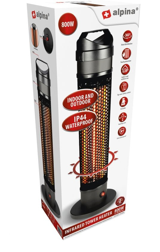 alpina Heater Terrassenstrahler - Infrarotheizung - IP44 Spritzwassergeschützt - 800W