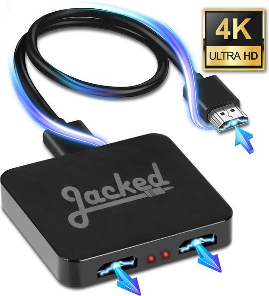 Jacked 2-Wege-HDMI-Splitter - Mit Buchse - HDMI-Umschalter 4K - Schwarz