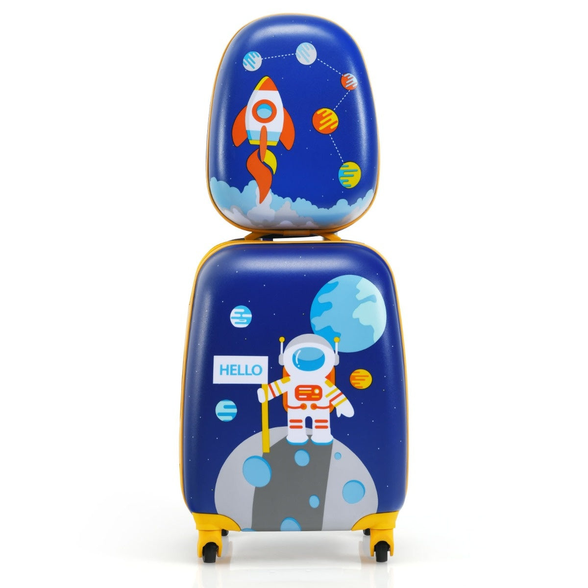 Coast 2-teiliges Kinderkofferset - Mit Astronautenmuster Rucksack & Etui - 27 x 20 x 43 cm - Dunkelblau