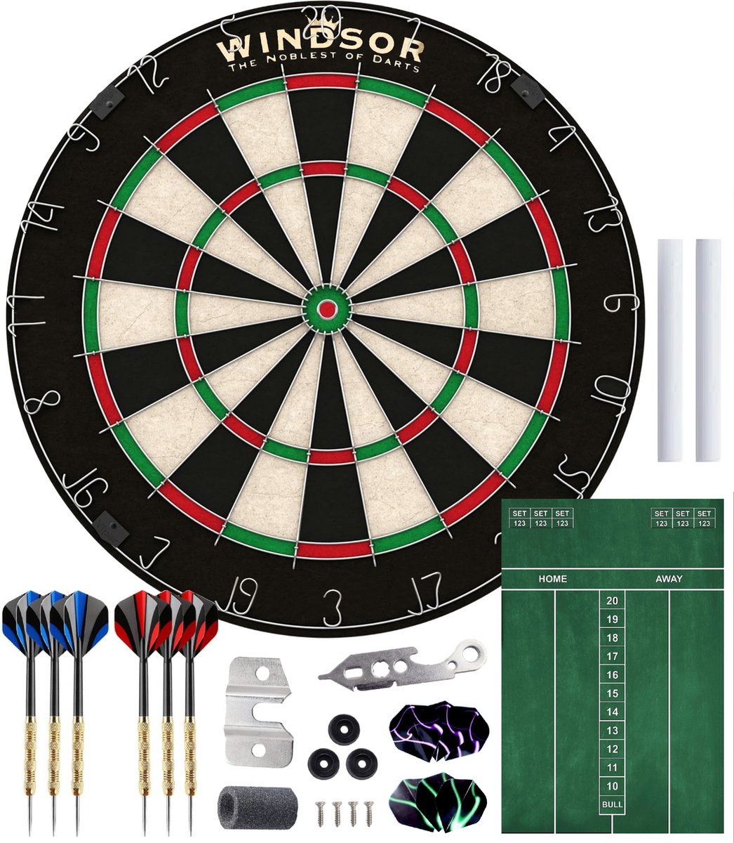 WINDSOR Dartscheibe - mit Darts & Zubehör - Sisal - Dartscheibe - Ritter 3