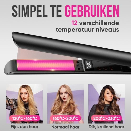 Strex Glätteisen - 2 in 1 - Glätten und Locken - Keramik - 120/230°C - Lockenstab