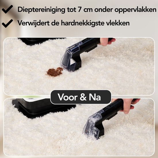 Brixy Professional Teppichreiniger - Fleckenreiniger - 2 Bürsten - Leistungsstark und tragbar - Sofa-Reiniger - Möbel-Reiniger - Sitz-Reiniger - Schwarz