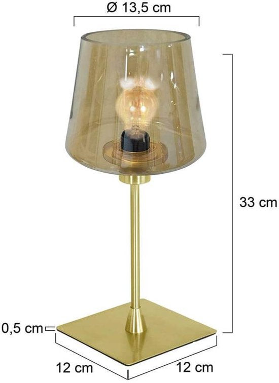 Tischlampe Ancilla 3102ME, klassisch, Messing, E14-Fassung, Touch-Ein-/Ausschaltung, mit Glas und Metall, für den Innenbereich – Steinhauer