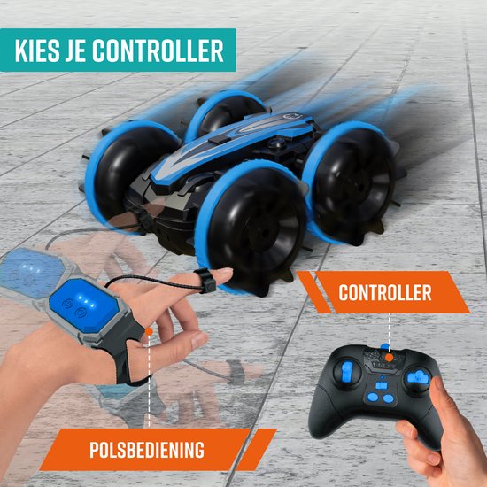 NAPI Controlled Car All-Terrain - RC Car mit 2 Batterien - Wasserdicht - Spielzeugautos Jungen - Outdoor-Spielzeug - Rennwagen/Boot Land & Wasser - 1,5h Spaß - Radiographisch - Aqua-Land Racer