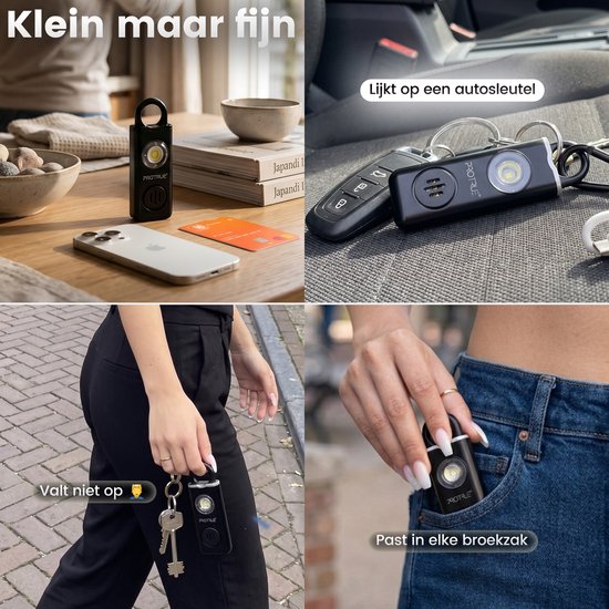 Persönlicher Alarm – Selbstverteidigungs-Schlüsselanhänger – 130 dB Taschenalarm mit Taschenlampe – Pfefferspray – Wiederaufladbar