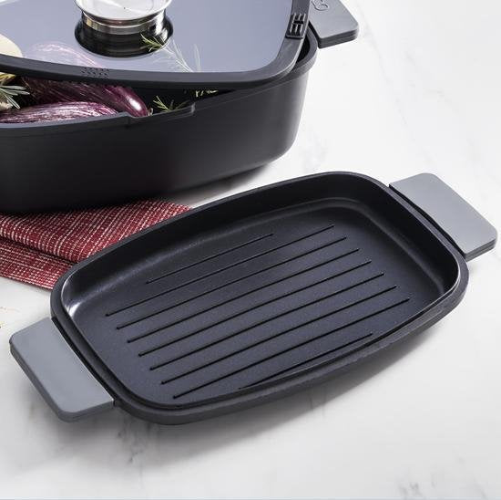 Bergner Infinity Chefs Grillplatte 42 X 22 Cm - Aluminiumguss - Soft-Touch Griffe