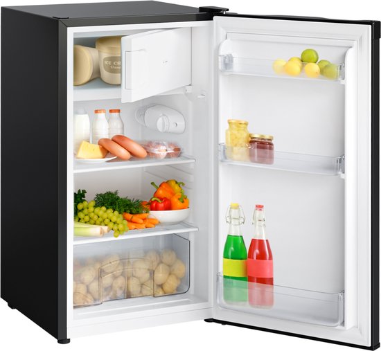 KitchenBrothers Kühlschrank - 81L - Tischkühlschrank mit Gefrierfach - Eisfach - Frigo - Freistehend - Schwarz