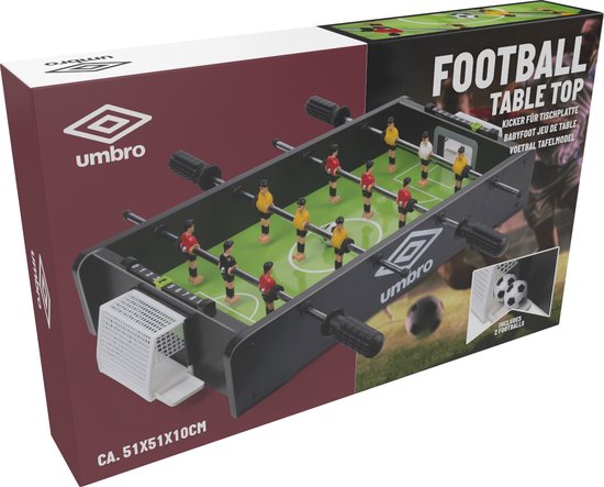 Umbro Tischfußball - Tischmodell - mit 12 Spielern - Inkl. 2 Mini-Fußbälle - Tischfußballspiel - Schwarz