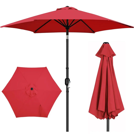 Yaheetech Gartenschirm Ø 269 cm – Rot – Neigbarer Sonnenschirm mit Pendelmechanismus und UPF 50+ UV-Schutz