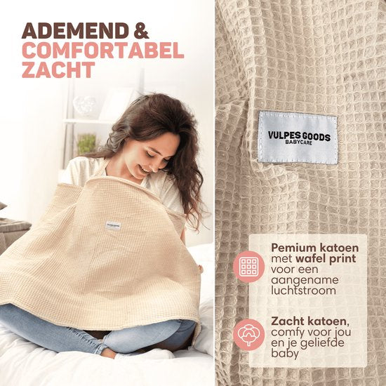 Vulpes Goods® BabyCare - Stilltuch - Schmusetuch - Abschirmtuch - 100% OEKO- Tex, Atmungsaktiv - Hydrophiles Schmusetuch für komfortables Stillen - Babygeschenk - Mutterschaftsgeschenk - Waffel