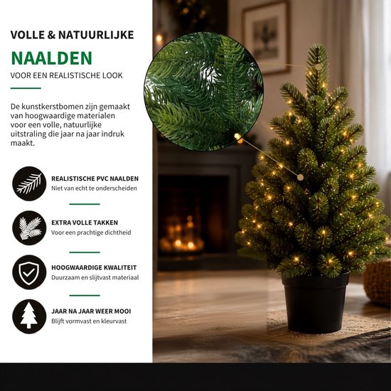 Black Box Trees Nagoya Weihnachtsbaum- und Weihnachtskranz-Set – 2 künstliche Weihnachtsbäume und 1 Kranz mit LED-Beleuchtung – H 90 x Ø 45 cm – Grün