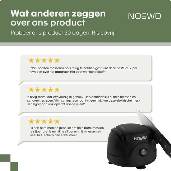 Noswo Elektrischer Messerschärfer - Multifunktional - Geeignet für Messer, Schraubendreher und Scheren - Rutschfest - Schwarz