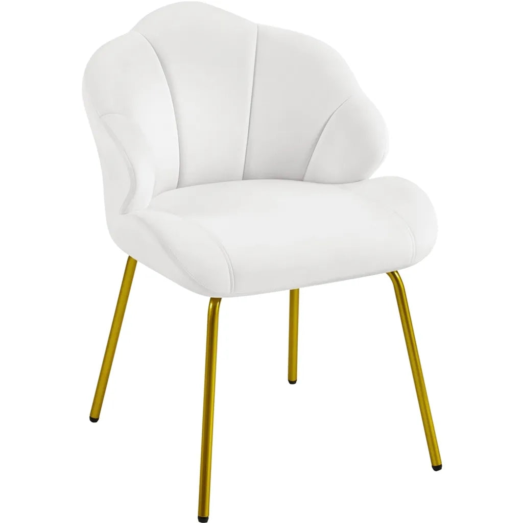 Yaheetech Esszimmerstuhl 56 x 57 x 78 cm – Weiß – Gepolsterter Muschelstuhl mit Metallbeinen