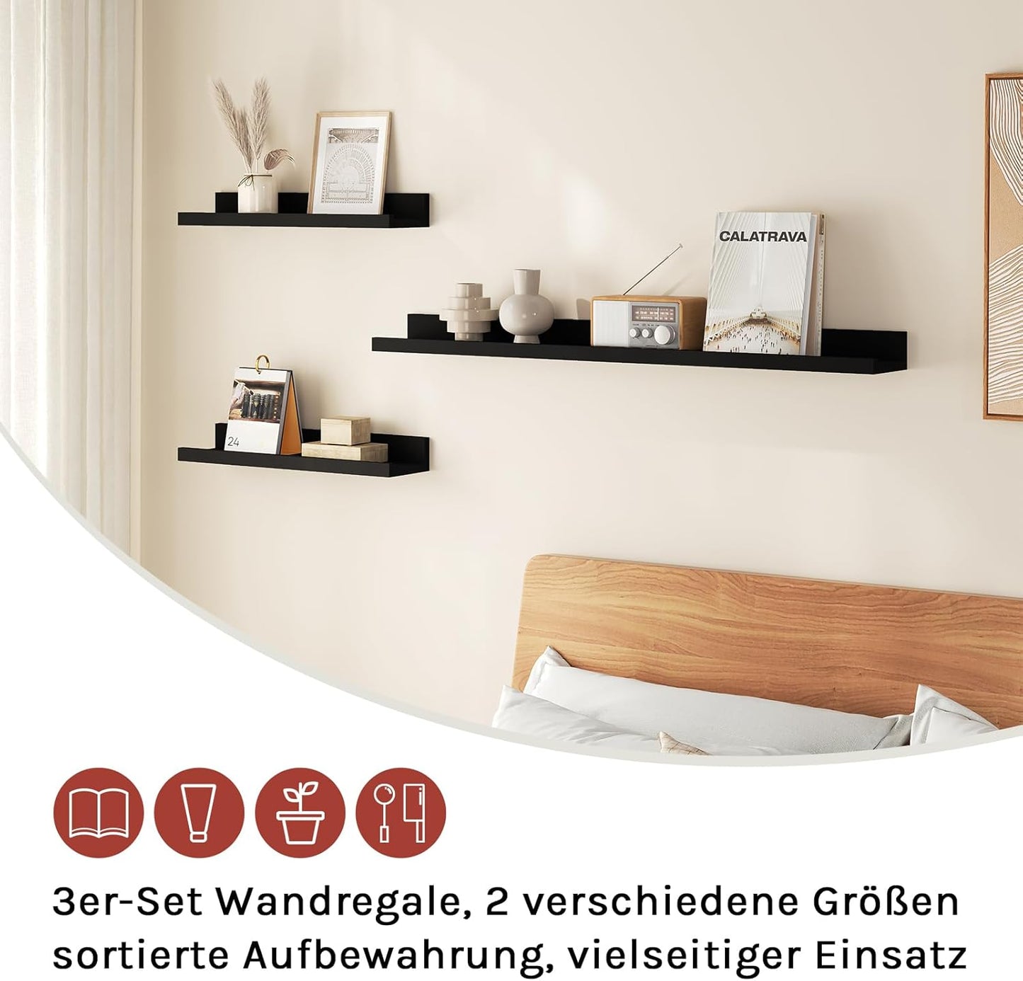 WOLTU Bilderrahmen-Regal, 3er-Set – Schwarz