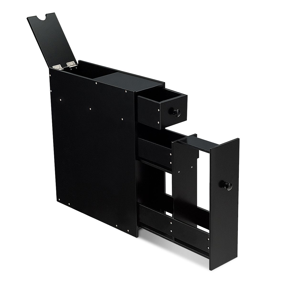 Coast Platzsparender Badezimmerschrank - Multifunktional - 48 x 16 x 58 cm - MDF - Schwarz