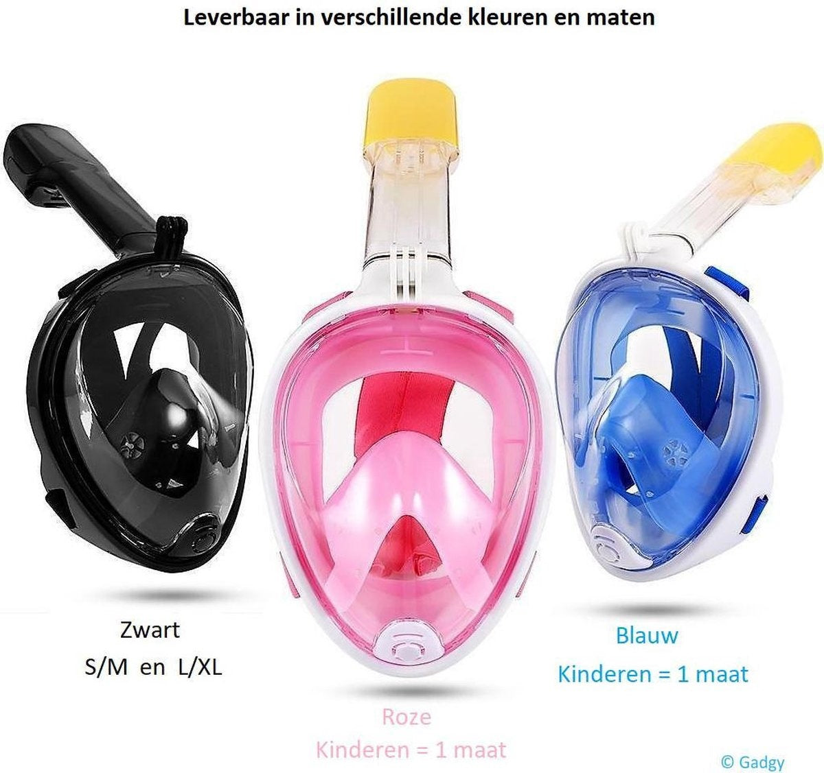 Gadgy Tauchmaske Full Face L/XL - Taucherbrille mit Schnorchel - Schnorchelset Erwachsene - Schwarz - Schnorchelmasken