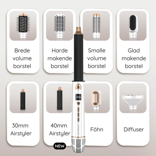 Sansbeauté® 8-in-1 Airstyler mit Diffusor - Föhnbürste - weiß