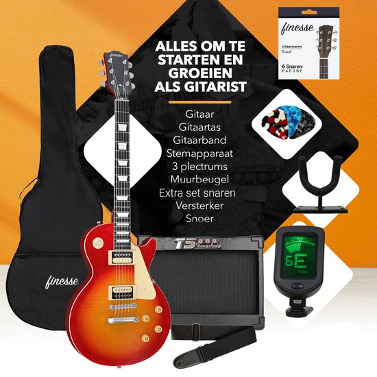 Finesse E-Gitarre mit Verstärker Rot/Orange