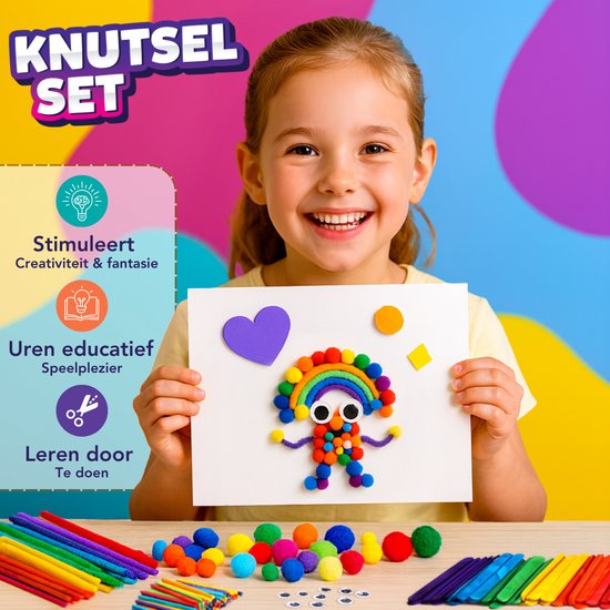 Vaive Bastelset 800-teilig - Basteln Mädchen & Jungen - Perlen, Federn, Pompons & Wackelaugen - Bastelkoffer - Bastelwerkzeug - Bastelsets