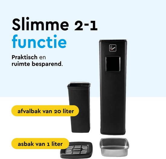 BRASQ - Outdoor Aschenbecher - 20 Liter Abfallbehälter - Raucherstange - Mülleimer mit Aschenbecher