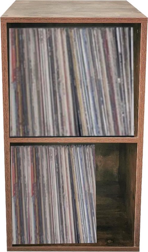 Schrank zur Aufbewahrung von LPs - Aufbewahrung von LPs - Bücherregal - 2 Fächer - Nussbaum