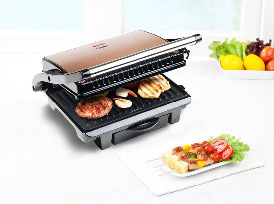 Bestron Kontaktgrill – ASW113CO – 1000 W – Sandwichtoaster – 25 x 17 cm Grillfläche – Kupfer – 5 Jahre Garantie