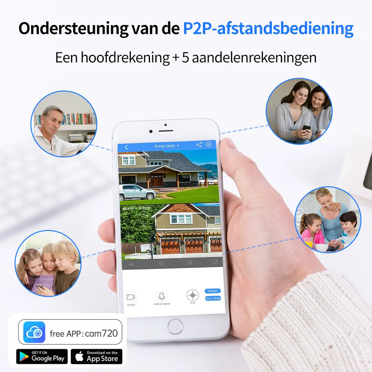 Jooan Außenüberwachungskamera 2K mit Dreifachobjektiv – 10-facher Zoom – PTZired IP66 wasserdicht, Bewegungsalarm, 8–256 GB Speicherkarte/Cloud-Speicher, Sirenenalarm
