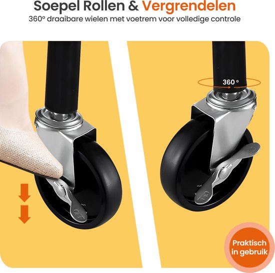 Goliving Kleiderständer auf Rädern XL - Ausziehbarer Kleiderständer 112-150 cm - 130kg Tragkraft - Stabiler Kleiderständer - Metall - Schwarz
