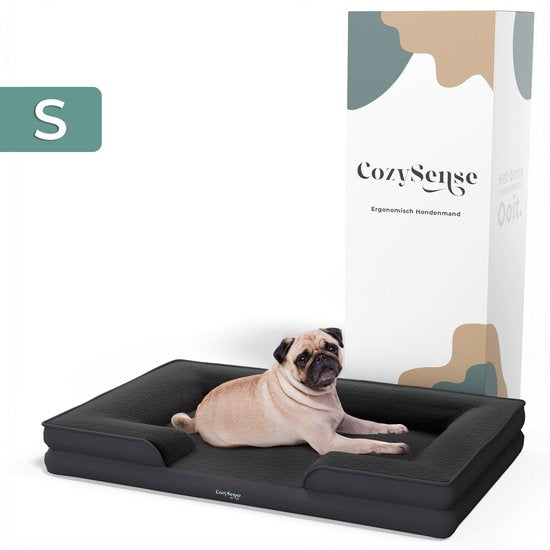 CozySense® Orthopädischer Hundekorb - 60 x 42 cm - Größe S - Wasserdichtes Hundebett mit waschbarem Bezug - Geeignet als Sitzkissen - Schwarz