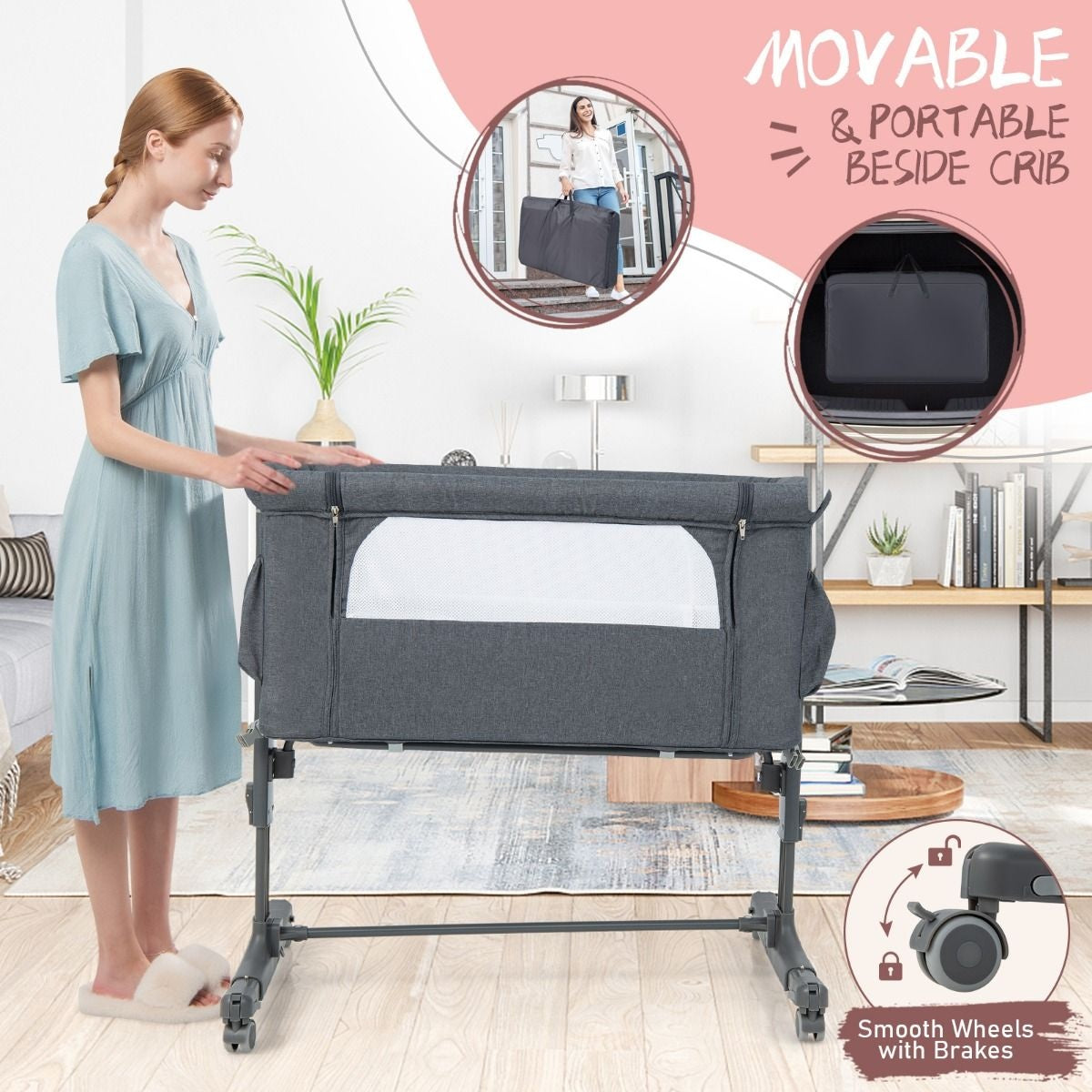 Coast Babywiege - 5 Positionen - Max. 9 kg - Grau